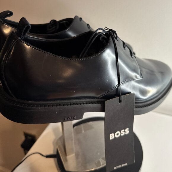BOSS Mens Larry Brush Off Leather Derby Dress Shoe Oxford US size 12 new - Picture 9 of 14
